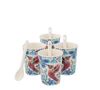Allen Designs Ensemble de 4 tasses et cuillères Motif colibri