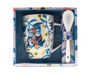 Allen Designs - Tasse avec cuillère en hibou et boîte à dos