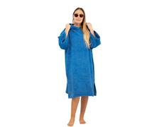 ALLEN & MATE 100% COTON Poncho de surf à capuche unisexe pour adulte - Peignoir de bain absorbant à séchage rapide surdimensionné pour la plage et la natation (S-M, Bleu roi)