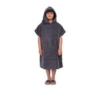 ALLEN & MATE 100% COTON Serviette de plage poncho pour enfants - Peignoir de bain surdimensionné à séchage rapide avec capuche et poche pour garçons et filles (6-9 ans, Charbon de bois)