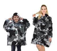 ALLEN & MATE Couverture à Capuche pour Enfants et Adultes, Couverture surdimensionnée, Robe de Chambre Chaude, Robe à Capuche en Polaire Douce, Filles, Adolescents et Adultes (Camouflage Gris)