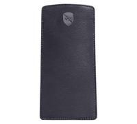 ALLEN & MATE Étui fin 100 % cuir pour lunettes de lecture et lunettes d'ordinateur pour homme/femme avec porte-cartes intégré en option, bleu marine, Taille unique