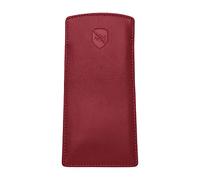 ALLEN & MATE Étui fin et souple en cuir véritable pour lunettes de lecture avec chiffon de nettoyage, E. Bordeaux Premium, Taille unique