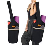 ALLEN & MATE Grand Sac pour Tapis de Yoga avec Poche latérale et Poche à Fermeture éclair, Convient à la Plupart des Tapis (Noir)