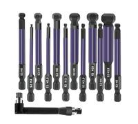 Allen Wrench Drill Bit Set - Black Allen Key Magnetic Hexagon 12 pcs Rustproof Bits | Manuel de maintenance Tools With High Hardness for Electricians, Furniture Assembly, Automobile Repair, And DIY