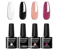 Allenbelle Pack de 4 Vernis Semi Permanent Gel UV pour ongles Vernis UV LED 7.3 ml nail gel polish