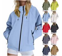 Allence 2025 Nouveau Manteau Imperméable Femme Léger Blouson Coupe-Vent Respirant Avec Poches Zippée Manteau Coupe-Vent Couleur Unie à capuche Imperméables De Pluie Femme Extérieur Blazer