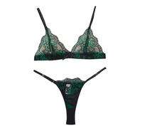 Allence Ensemble Lingerie Femme Push up Dentelle Armature Soutien Gorge Ensembles Séduisante Nuit Romantique Bralette sans Armatures Confortable en Maille Transparente Bretelles Réglables