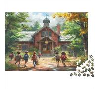 Aller à l'école Puzzle 1000 Pièces Adulte sans Poussière, Jeu De Puzzle À Assembler Soi-même Écoleultra Difficult Puzzle pour Un Jeu De Puzzle De Fête, pour Les Amateurs D'énigm