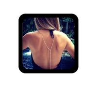 Allereya Boho Cristal Toile de Fond Y Collier Strass Dos Collier Doré Long Dos Chaîne Collier Été Corps Chaîne Bijoux Accessoires pour Femmes et Filles (Or)