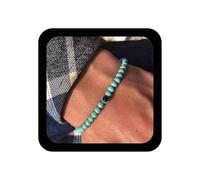 Allereya Bracelet Boho En Perles Turquoises Bracelets En Chaine Oeil De Turc Bracelets En Pierres Bleues Bracelet Élastique Oeil Du Mal Bijoux En Chaine Pour Femme En Turquoise