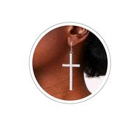 Allereya Gothique Croix Perle Pendante Boucles D'oreilles Croix Perle Boucles D'oreilles Crucifix Religieux Boucle D'oreille Crucifix Argent Boucle D'oreille Femme(style2)