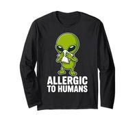 Allergic to Humans Funny Alien Introverti Humour Manche Longue