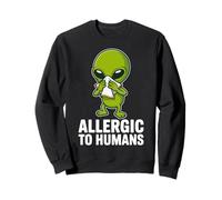 Allergic to Humans Funny Alien Introverti Humour Sweatshirt