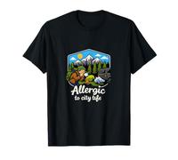 Allergique à City Life Camping Mountain Badge Graphique T-Shirt