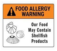 Allergy Alert Shellfish Products Tin Sign Kitchen 12x8 Inch
