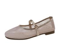 allerines de Marche pour Femmes Baskets Mesh Décontractées en Respirante Mocassins Légères et Confort Plate Brode à Bout Pointu Talon Chaussures Sport été Slip on Mode Toile (Rose Gold, 38)