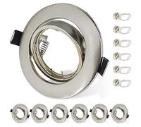 Allesgute 10er Spot encastrable Led GU10 Set Rond Chrome Brossé Lampes encastrées Led Spots 230V 360°Pivotant Cadre d'encastrement 68-85mm In ouille GU10 pour ampoules LED ou halogène