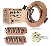 Allesgute 20er Spot encastrable GU10 Set Cuivre Brossé Lampes encastrées Led 68mm Cadre Spots encastrés Ronds Pivotant 30° Plafonnier Cadre in ouille GU10 pour LED ou halogène