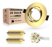 Allesgute 20er Spots encastrables GU10 Set Or Lampes encastrées Led 68mm Cadre Spots encastrés Rond Pivotant 30° Cadre Plafonnier In ouille GU10 pour LED ou halogène