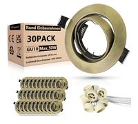 Allesgute 30er Led encastrables 230V GU10 Set Cadre d'encastrement Rond Led Spots encastrables 68mm bronze antique Spots de plafond Cadre in ouille GU10 pour LED ou halogène, pivotant à 30