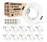 Allesgute Lot de 10 Spot encastrable GU10 Set Blanc Mat Lampes encastrées Led 68mm Cadre Spots encastrables Rond Pivotant 360° Plafonnier Cadre in ouille GU10 pour LED ou halogène