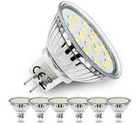 Allesgute Lot de 6 Ampoules LED GU5.3 MR16, Blanc Froid 6000K, 5W, équiv. 45W Halogène, 450lm, AC DC 12V, Spot Non-dimmable, Faisceau large 120°