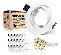 Allesgute Projecteurs Spot Encastrable GU10 Set Spot LED Encastrable de Plafond, Cadres Projecteurs avec Douille GU10, Support Rond Extra Plat Pour Lampes LED ou Halogènes, ø68mm