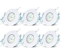 Allesgute Spot LED Encastrable Blanc pour Salle de Bain IP44 Étanche, 5W Plafonnier Encastré, Spot plafond Extra Plat,500lm Equivalente 50W Lampe plafond,Blanc Neutre 4500K,Lot de 6