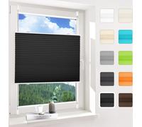 Allesin Plissé Klemmfix sans perçage, noir 85x130cm (lxh), Store Plissé Store Vénitien avec supports de serrage, Opaque, Protection visuelle et solaire, Easyfix, pour fenêtres et portes