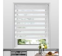 Allesin Store Enrouleur Jour Nuit sans Chaîne sans Perçage, Tirez-Arrêtez sans Rebond, Facile à Installer avec Clips pour Fenêtre ou Porte, 75l x 120L cm, Largeur du Tissu 75 cm, Blanc