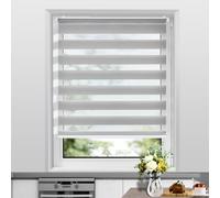 Allesin Store Enrouleur Jour Nuit sans Chaîne sans Perçage, Tirez-Arrêtez sans Rebond, Facile à Installer avec Clips pour Fenêtre ou Porte, 70l x 150L cm, Largeur du Tissu 70 cm, Gris Clair