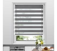 Allesin Store Enrouleur Jour Nuit sans Perçage, Facile à Installer avec Clips pour Fenêtre ou Porte, sans Chaîne, Tirez-Arrêtez sans Rebond, 65l x 150L cm, Largeur du Tissu 65 cm, Gris Foncé