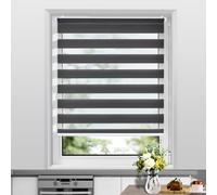 Allesin Store Enrouleur Jour Nuit sans Perçage, Facile à Installer avec Clips pour Fenêtre ou Porte, sans Chaîne, Tirez-Arrêtez sans Rebond, 85l x 120L cm, Largeur du Tissu 85 cm, Gris Foncé