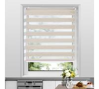 Allesin Store Enrouleur Jour Nuit sans Perçage, Facile à Installer avec Clips pour Fenêtre ou Porte, sans Chaîne, Tirez-Arrêtez sans Rebond, 65l x 150L cm, Largeur du Tissu 65 cm, Lin