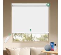 Allesin Store Enrouleur Occultant Électrique Rechargeable sans Perçage à l'intérieur, Moteur Silencieux, 100% Occultant, Protection Solaire, Blanc 100 x 140 cm (l x L)