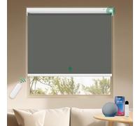 Allesin Store Enrouleur Occultant Électrique Rechargeable sans Perçage à l'intérieur, Moteur Silencieux, 100% Occultant, Protection Solaire, Gris Foncé 70 x 110 cm (l x L)