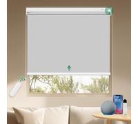 Allesin Store Enrouleur Occultant Électrique Rechargeable sans Perçage à l'intérieur, Moteur Silencieux, 100% Occultant, Protection Solaire, Gris 65 x 120 cm (l x L)