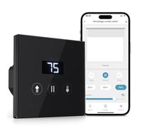 Allevoi Interrupteur Volet Roulant Connecté, 80 * 80 mm Interrupteur Tactile de Stores Compatible avec Alexa/Google Home, Équipé un Écran LCD en Pourcentage Contôle à Distance - Noir