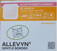 ALLEVYN Gentle Border 7,5 cm x 7,5 cm x 10 pansements en mousse adhésive 66800269.