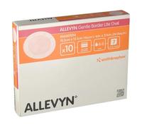 Allevyn Gentle Border Lite Lot de 10 pansements ovales en mousse de silicone à adhérence douce 15,2 x 13,1 cm