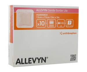 Allevyn Gentle Border Lite Pansement Hydrocellulaire Adhésif 7,5x7,5cm Pièces 10