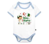 Allez l'Algérie Football Supporter Body Bébé Bio Manches Courtes Contrasté