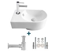 Allez par Van Marcke Flexy Kit lave-mains gauche 41x27x142cm comprenant robinet d'eau froide 14cm et bonde en porcelaine blanche. sw10088/sw10735/sw21230/sw290278/sw291117/