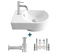 Allez par Van Marcke Flexy Kit lave-mains gauche 41x27x142cm comprenant robinet et siphon porcelaine blanche sw10735/sw21230/sw290278/sw291117/sw293043/
