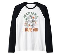 Allez-y Run I Dare You Vintage Baseball Catcher Funny Boys Manche Raglan