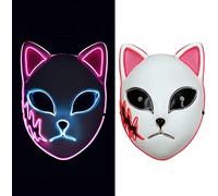 AllForYou Anime Demon Slayer KIMETSU No Yaiba LED Mask Cosply Props SABITO KAMADO TANJIRAOUOU MAKOMO Halloween Masques de lumière pour Adulte