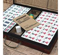 ALLFORYOU Grandes boîtes en Bois Portables Mahjong Set Table Jeu Mah-Jong Jeux de démarrage Jeu Indoor Antique Cuir Box Anglais Manuel