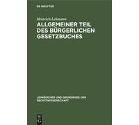 Allgemeiner Teil Des Bürgerlichen Gesetzbuches