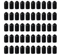 AllGIFT Lot de 50 capuchons de protection ronds en caoutchouc vinyle pour filetage de vis de 6,35 mm, noir